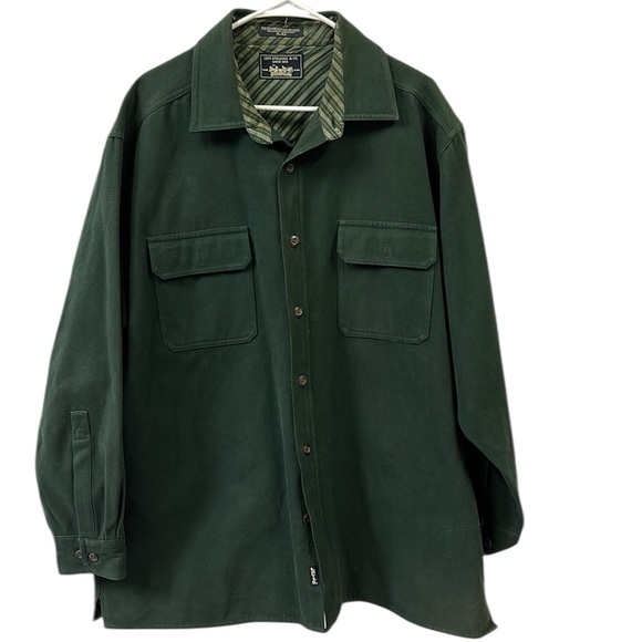 Levis Cotton Sueded Forest Green Double Pocket Utility Jacket Shacket Shirt XL - Picture 2 of 11